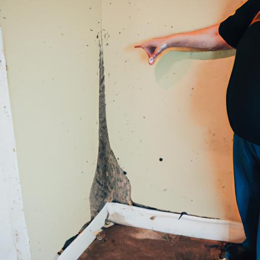 Inspecting visible signs of water damage on a wall.